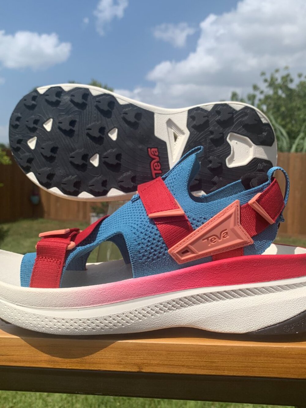 Teva Zymic Women's Sport Sandals Size 10 Blue Red Pink Platform Strap (1156131)